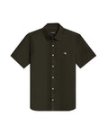Mens Shirt Short Sleeve Slim Fit Oxford Cotton Vibrant Duck Raw Contrast Button Red Side Details - Green 63_611H026_VER190414_3