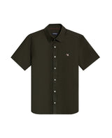Mens Shirt Short Sleeve Slim Fit Oxford Cotton Vibrant Duck Raw Contrast Button Red Side Details - Green 63_611H026_VER190414_3