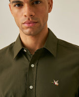 Mens Shirt Short Sleeve Slim Fit Oxford Cotton Vibrant Duck Raw Contrast Button Red Side Details - Green 63_611H026_VER190414_5