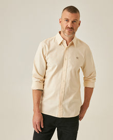 Mens Shirt Long Sleeve Slim Fit Oxford Cotton Vibrant Duck Raw Contrast Buttons Side Details Woven Label - Yellow 63_611H027_AMA120709_0
