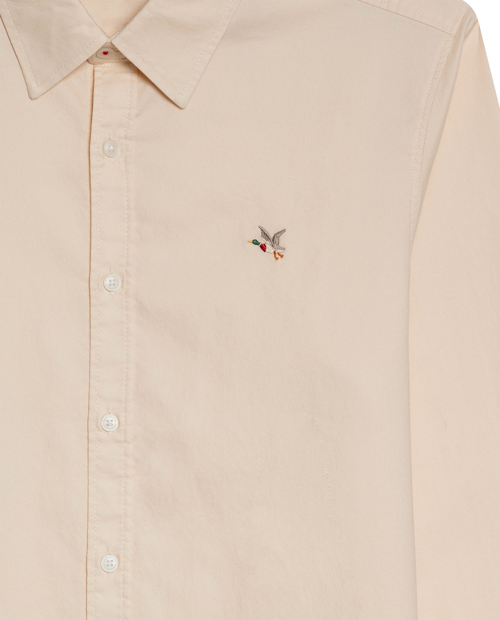 Mens Shirt Long Sleeve Slim Fit Oxford Cotton Vibrant Duck Raw Contrast Buttons Side Details Woven Label - Yellow 63_611H027_AMA120709_8