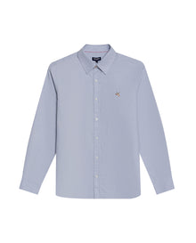 Mens Shirt Long Sleeve Slim Fit Oxford Cotton Vibrant Duck Raw Contrast Buttons Side Details Woven Label - Blue 63_611H027_AZU134110_3