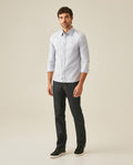 Mens Shirt Long Sleeve Slim Fit Oxford Cotton Vibrant Duck Raw Contrast Buttons Side Details Woven Label - Blue 63_611H027_AZU134110_4