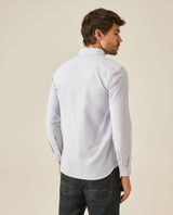 Mens Shirt Long Sleeve Slim Fit Oxford Cotton Vibrant Duck Raw Contrast Buttons Side Details Woven Label - Blue 63_611H027_AZU134110_6