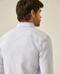 Mens Shirt Long Sleeve Slim Fit Oxford Cotton Vibrant Duck Raw Contrast Buttons Side Details Woven Label - Blue 63_611H027_AZU134110_7