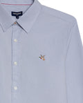 Mens Shirt Long Sleeve Slim Fit Oxford Cotton Vibrant Duck Raw Contrast Buttons Side Details Woven Label - Blue 63_611H027_AZU134110_8