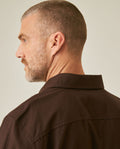 Mens Shirt Long Sleeve Slim Fit Oxford Cotton Vibrant Duck Raw Contrast Buttons Side Details Woven Label - Brown 63_611H027_CAF191016_7