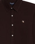 Mens Shirt Long Sleeve Slim Fit Oxford Cotton Vibrant Duck Raw Contrast Buttons Side Details Woven Label - Brown 63_611H027_CAF191016_8