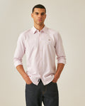 Mens Shirt Long Sleeve Slim Fit Oxford Cotton Vibrant Duck Raw Contrast Buttons Side Details Woven Label - Purple 63_611H027_MOR133805_0