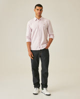 Mens Shirt Long Sleeve Slim Fit Oxford Cotton Vibrant Duck Raw Contrast Buttons Side Details Woven Label - Purple 63_611H027_MOR133805_4