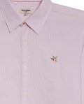 Mens Shirt Long Sleeve Slim Fit Oxford Cotton Vibrant Duck Raw Contrast Buttons Side Details Woven Label - Purple 63_611H027_MOR133805_8