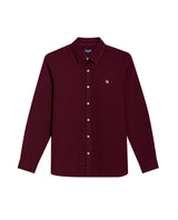 Mens Shirt Long Sleeve Slim Fit Oxford Cotton Vibrant Duck Raw Contrast Buttons Side Details Woven Label - Purple 63_611H027_MOR192118_3