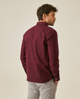 Mens Shirt Long Sleeve Slim Fit Oxford Cotton Vibrant Duck Raw Contrast Buttons Side Details Woven Label - Purple 63_611H027_MOR192118_6