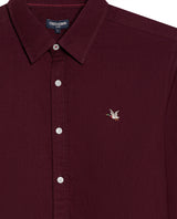 Mens Shirt Long Sleeve Slim Fit Oxford Cotton Vibrant Duck Raw Contrast Buttons Side Details Woven Label - Purple 63_611H027_MOR192118_8