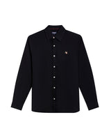 Mens Shirt Long Sleeve Slim Fit Oxford Cotton Vibrant Duck Raw Contrast Buttons Side Details Woven Label - Black 63_611H027_NEG194007_3