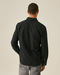 Mens Shirt Long Sleeve Slim Fit Oxford Cotton Vibrant Duck Raw Contrast Buttons Side Details Woven Label - Black 63_611H027_NEG194007_6
