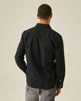 Mens Shirt Long Sleeve Slim Fit Oxford Cotton Vibrant Duck Raw Contrast Buttons Side Details Woven Label - Black 63_611H027_NEG194007_6