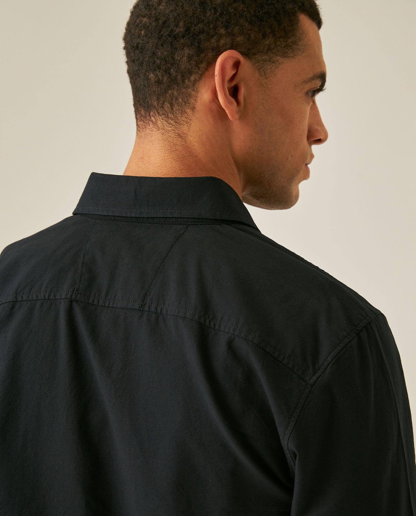 Mens Shirt Long Sleeve Slim Fit Oxford Cotton Vibrant Duck Raw Contrast Buttons Side Details Woven Label - Black 63_611H027_NEG194007_7
