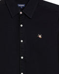 Mens Shirt Long Sleeve Slim Fit Oxford Cotton Vibrant Duck Raw Contrast Buttons Side Details Woven Label - Black 63_611H027_NEG194007_8