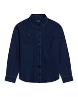 Mens Shirt Long Sleeve Slim Fit Cotton Denim Diagonal Special Wash Patch Pockets Buttons Classic Collar - Blue 63_611H028_AZU193924_3