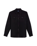 Mens Shirt Long Sleeve Slim Fit Cotton Denim Diagonal Special Wash Patch Pockets Buttons Classic Collar - Black 63_611H028_NEG194004_3
