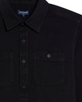 Mens Shirt Long Sleeve Slim Fit Cotton Denim Diagonal Special Wash Patch Pockets Buttons Classic Collar - Black 63_611H028_NEG194004_8