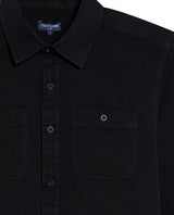 Mens Shirt Long Sleeve Slim Fit Cotton Denim Diagonal Special Wash Patch Pockets Buttons Classic Collar - Black 63_611H028_NEG194004_8