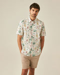 Mens Shirt Short Sleeve Classic Fit Resort Cotton Continuous Palm Print Flag Label No Pocket - Raw 63_611H029_CRU110606_0