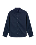 Mens Shirt Long Sleeve Slim Fit Cotton Coolmax Elastane Dobby Contrast Miniprint - Blue 63_611H030_AZU194011_3