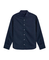 Mens Shirt Long Sleeve Slim Fit Cotton Coolmax Elastane Dobby Contrast Miniprint - Blue 63_611H030_AZU194011_3