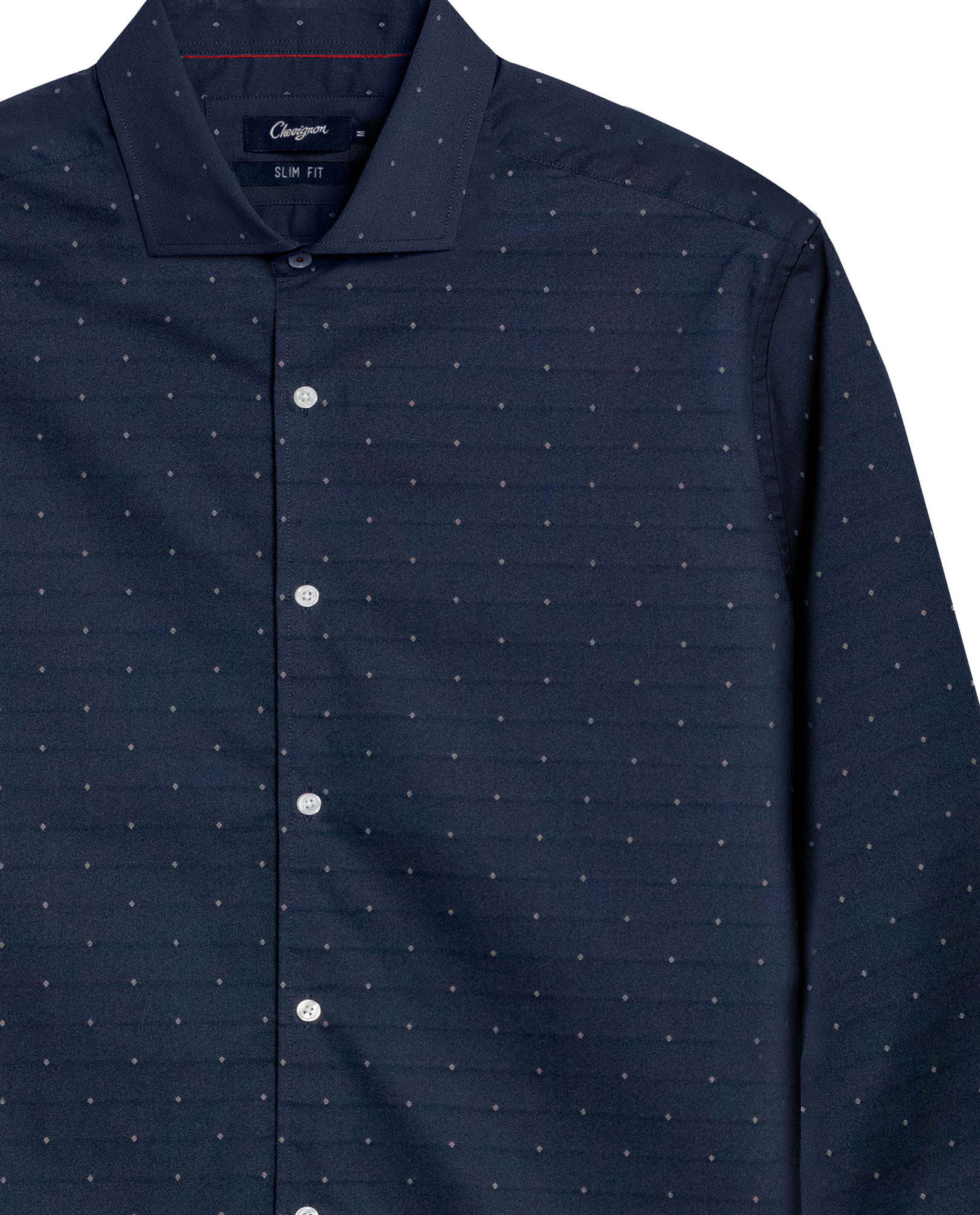 Mens Shirt Long Sleeve Slim Fit Cotton Coolmax Elastane Dobby Contrast Miniprint - Blue 63_611H030_AZU194011_8