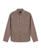 Mens Shirt Long Sleeve Slim Fit Cotton Coolmax Elastane Dobby Contrast Miniprint - Brown 63_611H030_CAF190808_3
