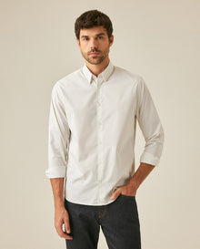 Mens Shirt Long Sleeve Classic Fit Cotton Coolmax Elastane Pre-Dyed Microtextured Stripe - Blue 63_611H032_AZU134110_0
