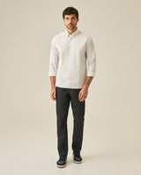 Mens Shirt Long Sleeve Classic Fit Cotton Coolmax Elastane Pre-Dyed Microtextured Stripe - Blue 63_611H032_AZU134110_4