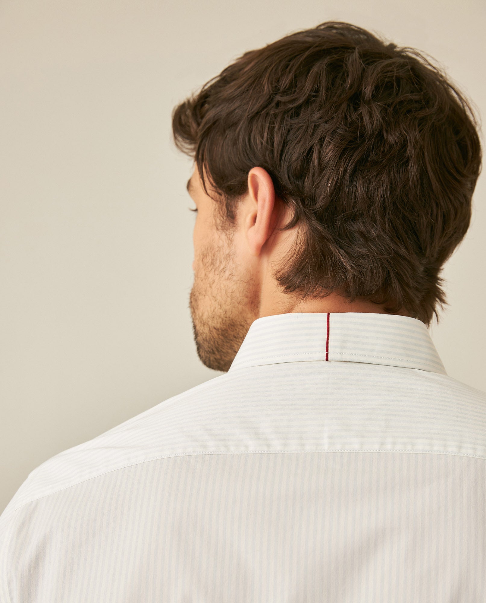 Mens Shirt Long Sleeve Classic Fit Cotton Coolmax Elastane Pre-Dyed Microtextured Stripe - Blue 63_611H032_AZU134110_7