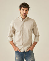 Mens Shirt Long Sleeve Classic Fit Cotton Coolmax Elastane Pre-Dyed Microtextured Stripe - Green 63_611H032_VER120109_0