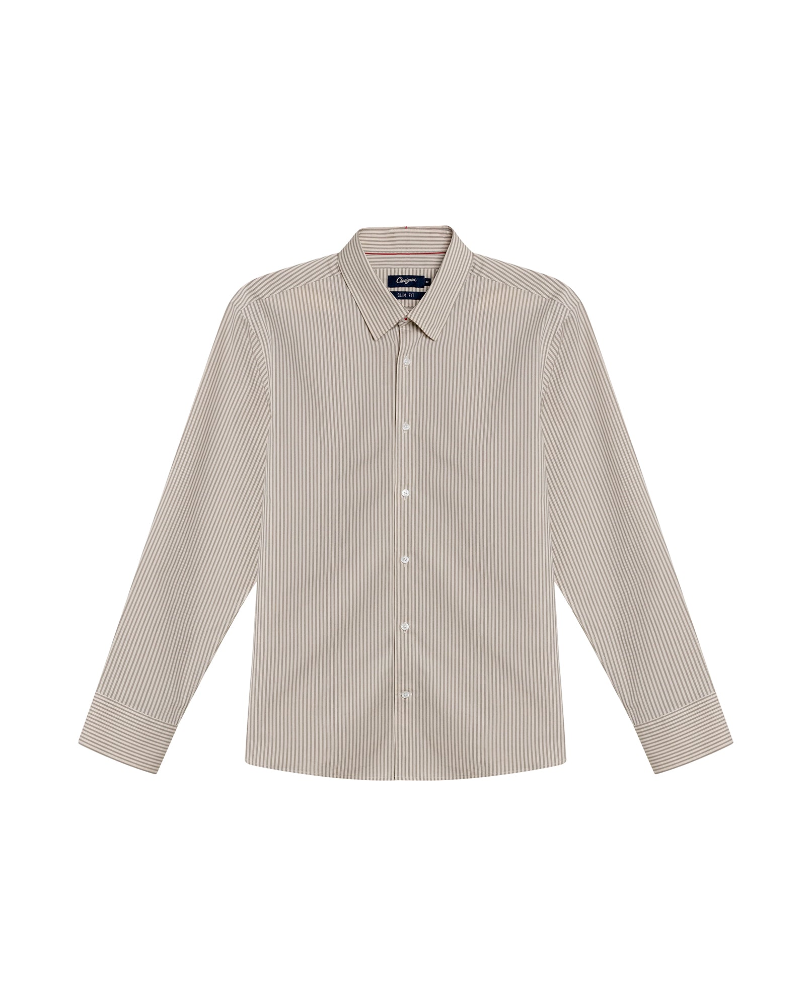 Mens Shirt Long Sleeve Classic Fit Cotton Coolmax Elastane Pre-Dyed Microtextured Stripe - Green 63_611H032_VER120109_3