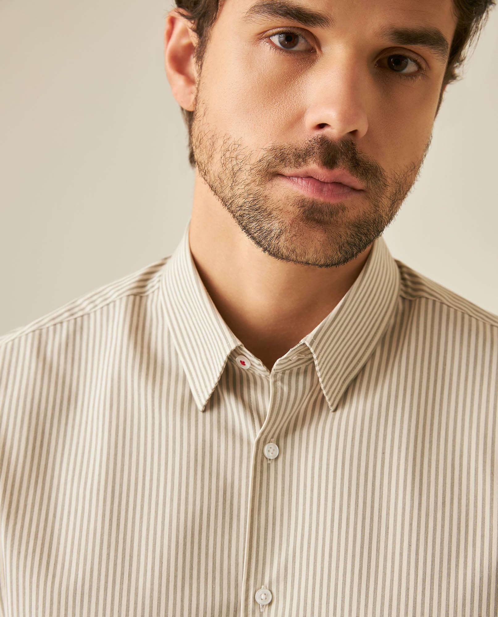 Mens Shirt Long Sleeve Classic Fit Cotton Coolmax Elastane Pre-Dyed Microtextured Stripe - Green 63_611H032_VER120109_5