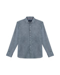 Mens Shirt Long Sleeve Classic Fit Micro-Brushed Cotton Elastane Twill Pre-Dyed Miniprint - Green 63_611H033_VER195350_3