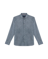 Mens Shirt Long Sleeve Classic Fit Micro-Brushed Cotton Elastane Twill Pre-Dyed Miniprint - Green 63_611H033_VER195350_3