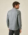 Mens Shirt Long Sleeve Classic Fit Micro-Brushed Cotton Elastane Twill Pre-Dyed Miniprint - Green 63_611H033_VER195350_6