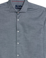 Mens Shirt Long Sleeve Classic Fit Micro-Brushed Cotton Elastane Twill Pre-Dyed Miniprint - Green 63_611H033_VER195350_8