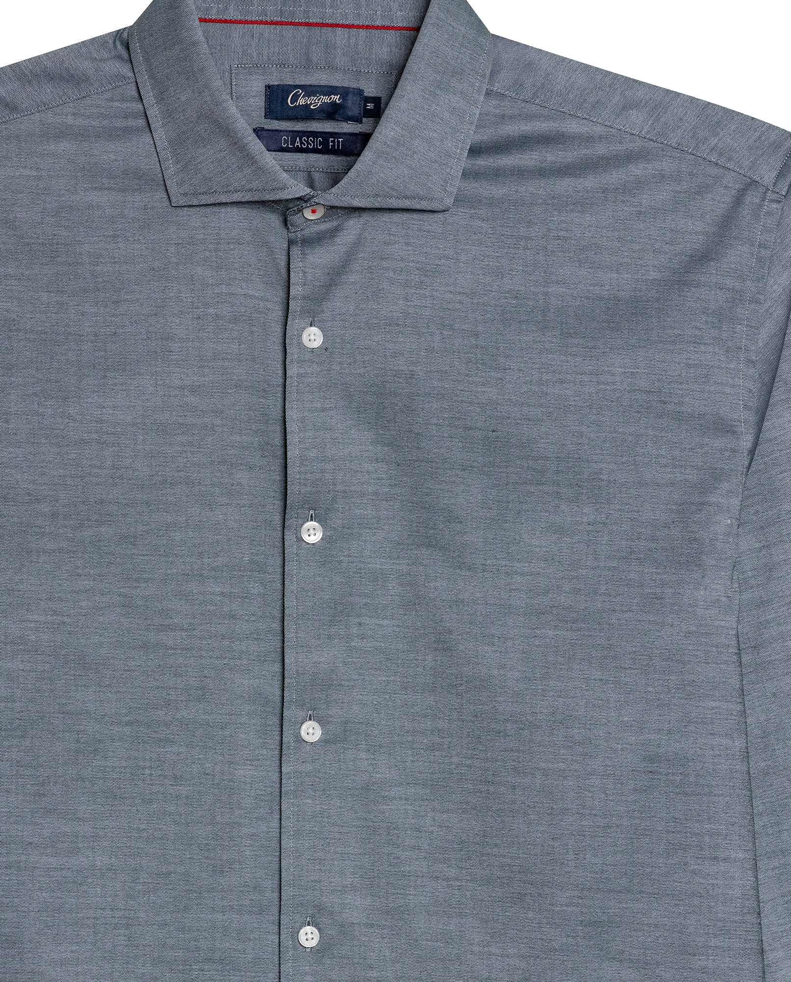 Mens Shirt Long Sleeve Classic Fit Micro-Brushed Cotton Elastane Twill Pre-Dyed Miniprint - Green 63_611H033_VER195350_8