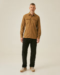 Mens Shirt Long Sleeve Regular Fit Cotton Twill Marked Diagonal Patch Pockets Flaps Hidden Snaps - Brown 63_611H035_CAF181018_4