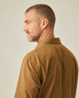 Mens Shirt Long Sleeve Regular Fit Cotton Twill Marked Diagonal Patch Pockets Flaps Hidden Snaps - Brown 63_611H035_CAF181018_7