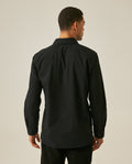 Mens Shirt Long Sleeve Regular Fit Cotton Twill Marked Diagonal Patch Pockets Flaps Hidden Snaps - Black 63_611H035_NEG194007_6