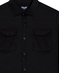Mens Shirt Long Sleeve Regular Fit Cotton Twill Marked Diagonal Patch Pockets Flaps Hidden Snaps - Black 63_611H035_NEG194007_8