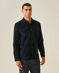 Mens Shirt Long Sleeve Regular Fit Cotton Corduroy Western Details Front Yoke Functional Pockets Snaps - Blue 63_611H036_AZU193923_0