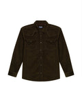 Mens Shirt Long Sleeve Regular Fit Cotton Corduroy Western Details Front Yoke Functional Pockets Snaps - Green 63_611H036_VER190414_3