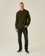 Mens Shirt Long Sleeve Regular Fit Cotton Corduroy Western Details Front Yoke Functional Pockets Snaps - Green 63_611H036_VER190414_4